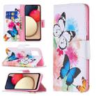 For Samsung Galaxy A03s 166mm Colored Drawing Leather Phone Case(Butterflies) - 1