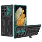 For Samsung Galaxy S22 Ultra 5G Armor Card PC + TPU Phone Case(Dark Green) - 1