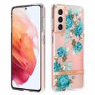 For Samsung Galaxy S21 5G Flowers and Plants Series IMD TPU Phone Case(Blue Rose) - 1