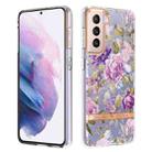 For Samsung Galaxy S21+ 5G Flowers and Plants Series IMD TPU Phone Case(Purple Peony) - 1