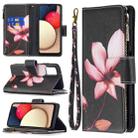 For Samsung Galaxy A03s 166mm Colored Drawing Zipper Leather Phone Case(Lotus) - 1