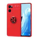 For OPPO Reno7 5G Metal Ring Holder 360 Degree Rotating TPU Phone Case(Red) - 1