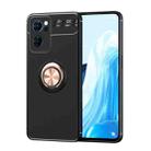 For OPPO Reno7 5G Metal Ring Holder 360 Degree Rotating TPU Phone Case(Black Gold) - 1