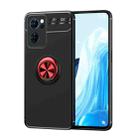 For OPPO Reno7 5G Metal Ring Holder 360 Degree Rotating TPU Phone Case(Black Red) - 1