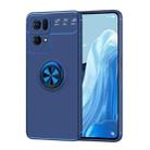 For OPPO Reno7 Pro 5G Metal Ring Holder 360 Degree Rotating TPU Phone Case(Blue) - 1