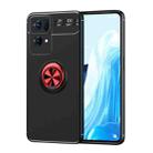 For OPPO Reno7 Pro 5G Metal Ring Holder 360 Degree Rotating TPU Phone Case(Black Red) - 1