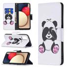 For Samsung Galaxy A03s 166mm Colored Drawing Leather Phone Case(Panda) - 1