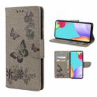 For Samsung Galaxy A53 5G Butterfly Embossed Horizontal Flip Leather Phone Case with Card Slot & Holder(Grey) - 1