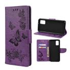 For Xiaomi Redmi Note 11 Pro Butterfly Embossed Horizontal Flip Leather Phone Case with Card Slot & Holder(Purple) - 1