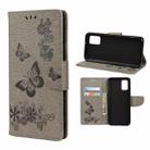For Xiaomi Redmi Note 11 Pro Butterfly Embossed Horizontal Flip Leather Phone Case with Card Slot & Holder(Grey) - 1