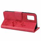 For Xiaomi Redmi Note 11 5G Butterfly Embossed Horizontal Flip Leather Phone Case with Card Slot & Holder(Red) - 6