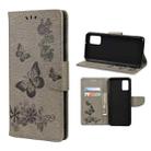 For Xiaomi Redmi Note 11 5G Butterfly Embossed Horizontal Flip Leather Phone Case with Card Slot & Holder(Grey) - 1