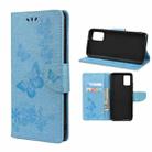 For Xiaomi Redmi Note 11 5G Butterfly Embossed Horizontal Flip Leather Phone Case with Card Slot & Holder(Blue) - 1