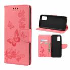 For Xiaomi Redmi Note 11 5G Butterfly Embossed Horizontal Flip Leather Phone Case with Card Slot & Holder(Pink) - 1