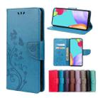 For Samsung Galaxy A33 5G Butterfly Flower Pattern Horizontal Flip Leather Phone Case with Card Slot & Holder(Blue) - 1