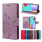 For Samsung Galaxy A33 5G Butterfly Flower Pattern Horizontal Flip Leather Phone Case with Card Slot & Holder(Light Purple) - 1