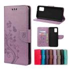 For Xiaomi Redmi Note 11 Butterfly Flower Pattern Horizontal Flip Leather Phone Case with Card Slot & Holder(Light Purple) - 1