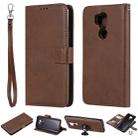 For LG G7 ThinQ Solid Color Horizontal Flip Protective Case with Holder & Card Slots & Wallet & Photo Frame & Lanyard(Brown) - 1
