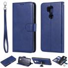 For LG G7 ThinQ Solid Color Horizontal Flip Protective Case with Holder & Card Slots & Wallet & Photo Frame & Lanyard(Blue) - 1