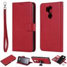 For LG G7 ThinQ Solid Color Horizontal Flip Protective Case with Holder & Card Slots & Wallet & Photo Frame & Lanyard(Red) - 1