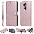 For LG G7 ThinQ Solid Color Horizontal Flip Protective Case with Holder & Card Slots & Wallet & Photo Frame & Lanyard(Rose Gold) - 1