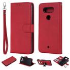 For LG G8 ThinQ Solid Color Horizontal Flip Protective Case with Holder & Card Slots & Wallet & Photo Frame & Lanyard(Red) - 1