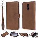 For LG Stylo 5 Solid Color Horizontal Flip Protective Case with Holder & Card Slots & Wallet & Photo Frame & Lanyard(Brown) - 1