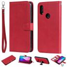 For Xiaomi Redmi 7 Solid Color Horizontal Flip Protective Case with Holder & Card Slots & Wallet & Photo Frame & Lanyard(Red) - 1