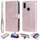 For Xiaomi Redmi 7 Solid Color Horizontal Flip Protective Case with Holder & Card Slots & Wallet & Photo Frame & Lanyard(Rose Gold) - 1