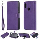 For Xiaomi Redmi Note 6 Pro Solid Color Horizontal Flip Protective Case with Holder & Card Slots & Wallet & Photo Frame & Lanyard(Purple) - 1