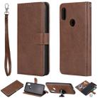 For Xiaomi Redmi Note 6 Pro Solid Color Horizontal Flip Protective Case with Holder & Card Slots & Wallet & Photo Frame & Lanyard(Brown) - 1