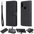 For Xiaomi Redmi Note 6 Pro Solid Color Horizontal Flip Protective Case with Holder & Card Slots & Wallet & Photo Frame & Lanyard(Black) - 1