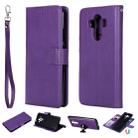 For Huawei Mate 10 Pro Solid Color Horizontal Flip Protective Case with Holder & Card Slots & Wallet & Photo Frame & Lanyard(Purple) - 1