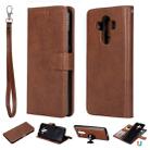 For Huawei Mate 10 Pro Solid Color Horizontal Flip Protective Case with Holder & Card Slots & Wallet & Photo Frame & Lanyard(Brown) - 1