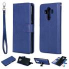 For Huawei Mate 10 Pro Solid Color Horizontal Flip Protective Case with Holder & Card Slots & Wallet & Photo Frame & Lanyard(Blue) - 1