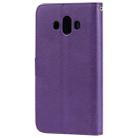 For Huawei Mate 10 Solid Color Horizontal Flip Protective Case with Holder & Card Slots & Wallet & Photo Frame & Lanyard(Purple) - 3