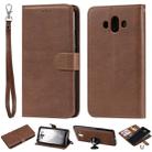 For Huawei Mate 10 Solid Color Horizontal Flip Protective Case with Holder & Card Slots & Wallet & Photo Frame & Lanyard(Brown) - 1
