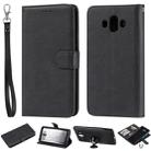 For Huawei Mate 10 Solid Color Horizontal Flip Protective Case with Holder & Card Slots & Wallet & Photo Frame & Lanyard(Black) - 1