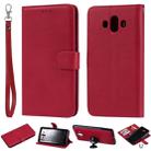 For Huawei Mate 10 Solid Color Horizontal Flip Protective Case with Holder & Card Slots & Wallet & Photo Frame & Lanyard(Red) - 1