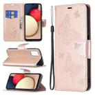 For Samsung Galaxy A03s 166mm Embossing Two Butterflies Leather Phone Case(Rose Gold) - 1