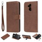 For Huawei Mate 20 Lite Solid Color Horizontal Flip Protective Case with Holder & Card Slots & Wallet & Photo Frame & Lanyard(Brown) - 1