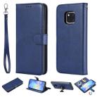 For Huawei Mate 20 Pro Solid Color Horizontal Flip Protective Case with Holder & Card Slots & Wallet & Photo Frame & Lanyard(Blue) - 1