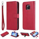 For Huawei Mate 20 Pro Solid Color Horizontal Flip Protective Case with Holder & Card Slots & Wallet & Photo Frame & Lanyard(Red) - 1