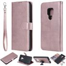 For Huawei Mate 20 Solid Color Horizontal Flip Protective Case with Holder & Card Slots & Wallet & Photo Frame & Lanyard(Rose Gold) - 1