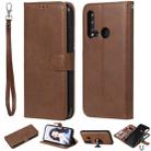 For Huawei nova 5i Solid Color Horizontal Flip Protective Case with Holder & Card Slots & Wallet & Photo Frame & Lanyard(Brown) - 1