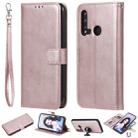 For Huawei nova 5i Solid Color Horizontal Flip Protective Case with Holder & Card Slots & Wallet & Photo Frame & Lanyard(Rose Gold) - 1