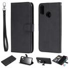 For Huawei nova 3i Solid Color Horizontal Flip Protective Case with Holder & Card Slots & Wallet & Photo Frame & Lanyard(Black) - 1