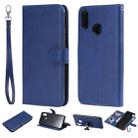 For Huawei nova 3i Solid Color Horizontal Flip Protective Case with Holder & Card Slots & Wallet & Photo Frame & Lanyard(Blue) - 1