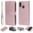 For Huawei nova 3i Solid Color Horizontal Flip Protective Case with Holder & Card Slots & Wallet & Photo Frame & Lanyard(Rose Gold) - 1