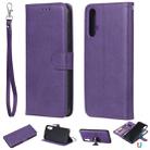 For Huawei nova 5 Solid Color Horizontal Flip Protective Case with Holder & Card Slots & Wallet & Photo Frame & Lanyard(Purple) - 1
